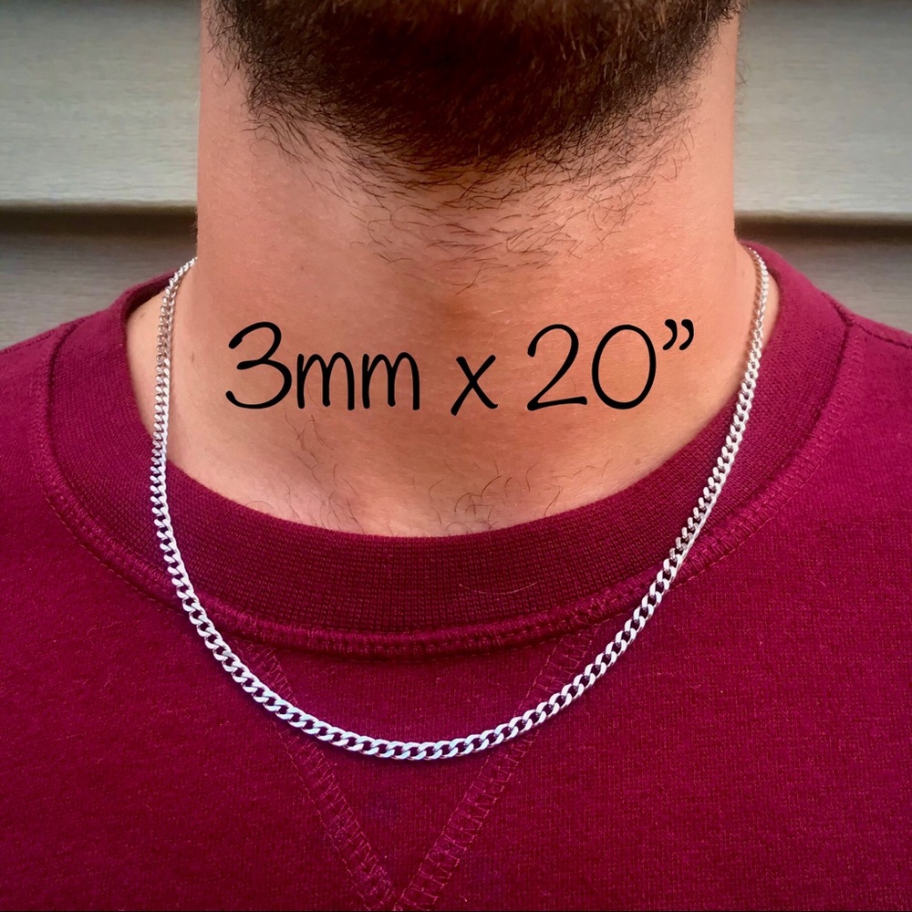 Men’s necklace Cuban link Curb Chain 3mm x 20”